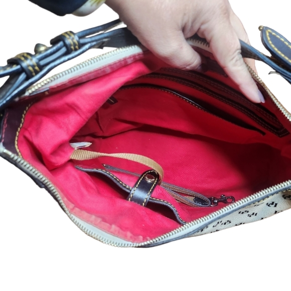 Dooney & Bourke Signature Monogram Erica Shoulder Hobo Bag Black & White - Picture 15 of 16